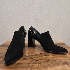 Stuart Weitzman Nokaktak Black Suede Studded Booties